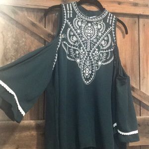 Dark green embroidered top